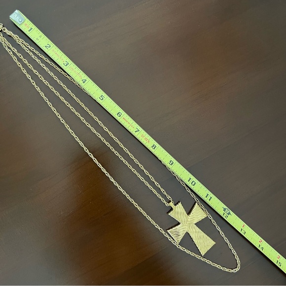 Vtg Crown Trifari Cross Pendant Double Chain Necklace - Picture 6 of 6